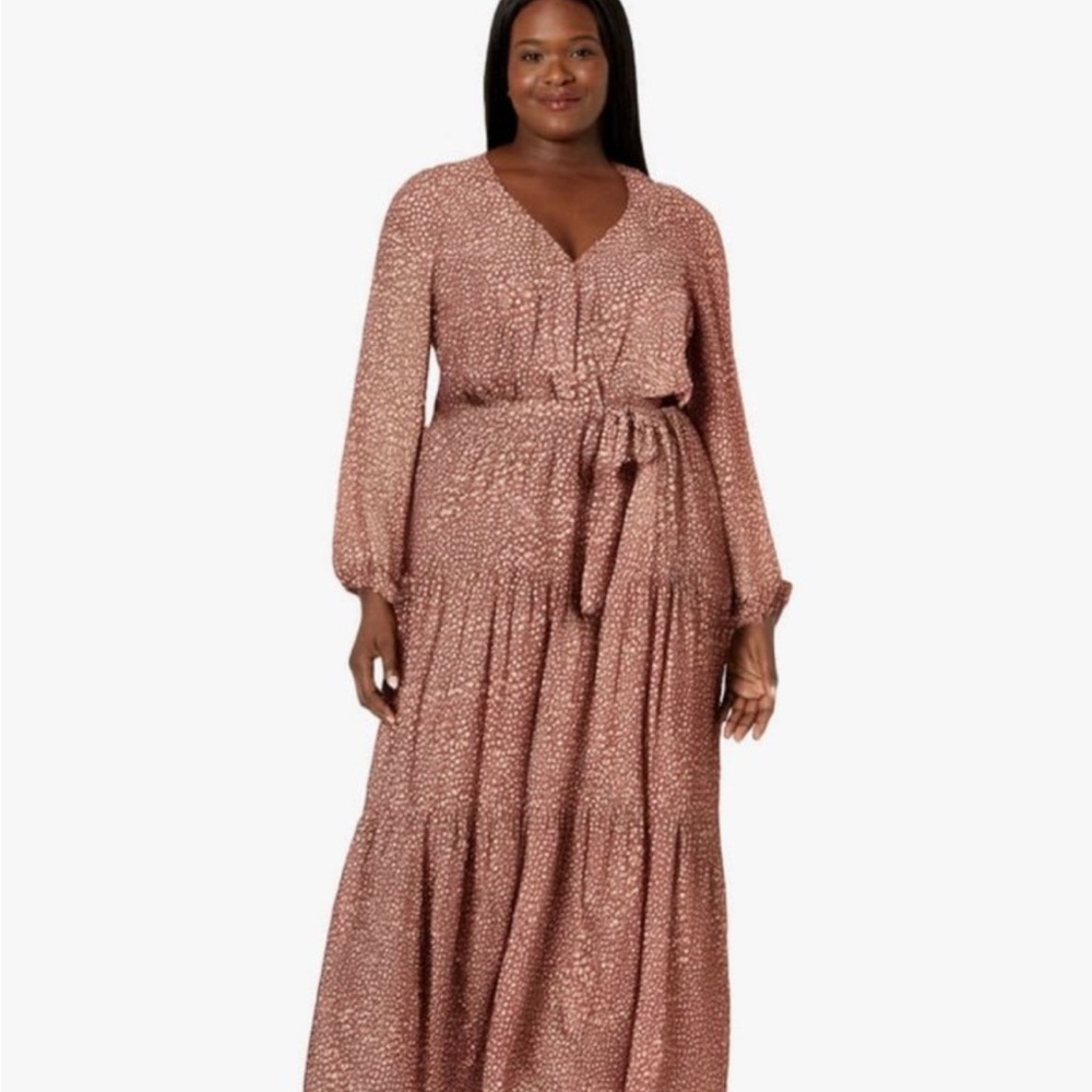 Red Brown, Organic Polka Dot, Maxi Dress - Picture 9 of 9